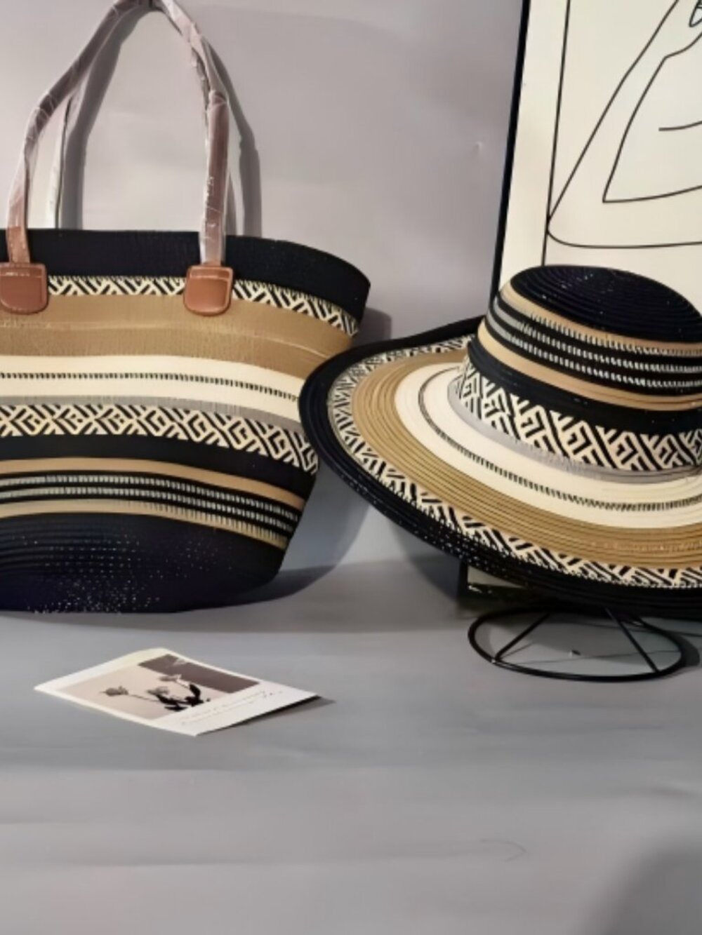 Beautiful Straw Woven Hat And Tote Bag